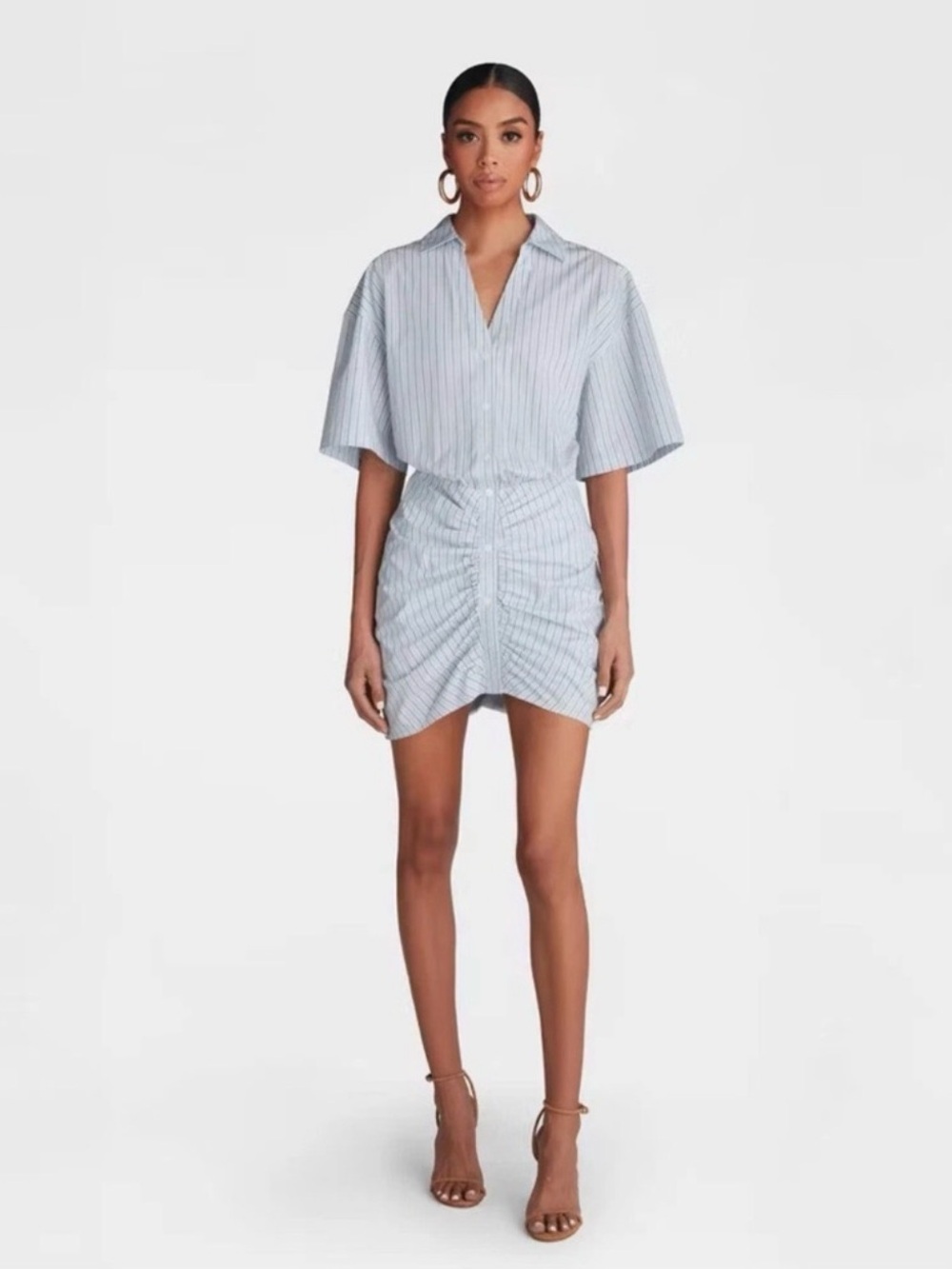KBB by Kahlana Blue and White Striped Shirt Dress